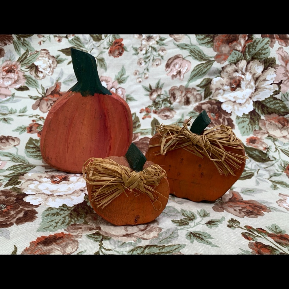 Three Wood Pumpkins